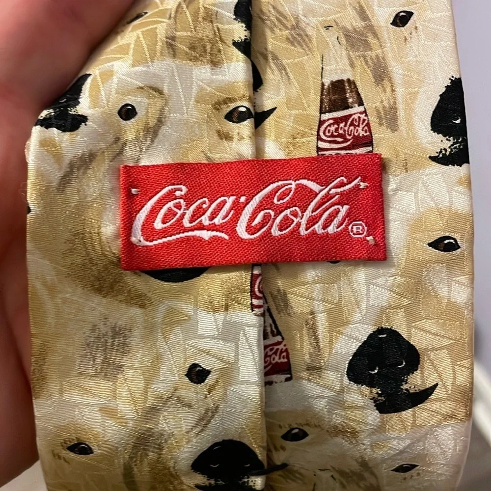 Coca Cola Polar Bear Head Face Silk Necktie Tie Made in USA Vintage